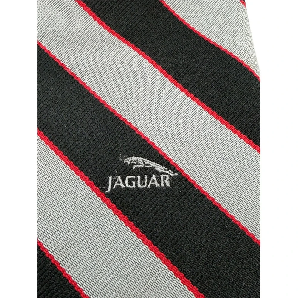 Jaguar Cars Men Black Grey Red Striped Tie Designs by Anthony USA Maded (TA30)